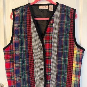 Vtg Christina Hope Quilted Plaid Vest